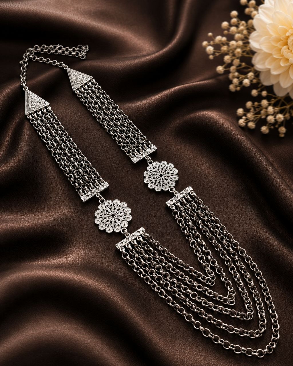 Floral Chain Necklace Gorgeous Design for Traditional Fashion Wear 1 Floral Chain Necklace stylish brass jewelry design
