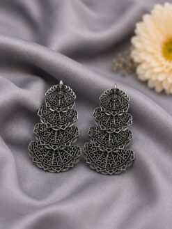 Silver Peacock Earring stylish brass jewelry design