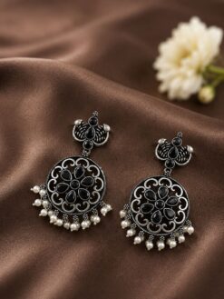Floral Silver Earring stylish brass jewelry design