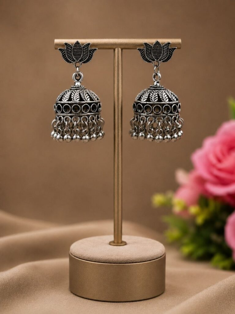 Lotus Jhumka Earring Traditional Design for Ethnic Fashion Wear