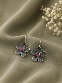 Flower Hook Earring stylish brass jewelry design