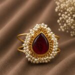 Gold Plated Drop Bangle Premium Design for Traditional Fashion Wear - "Red"