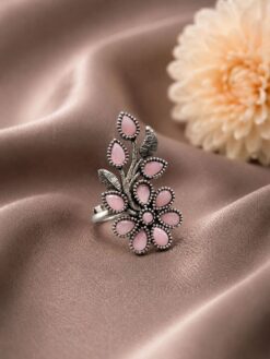 Oxidized Floral Ring stylish brass jewelry design