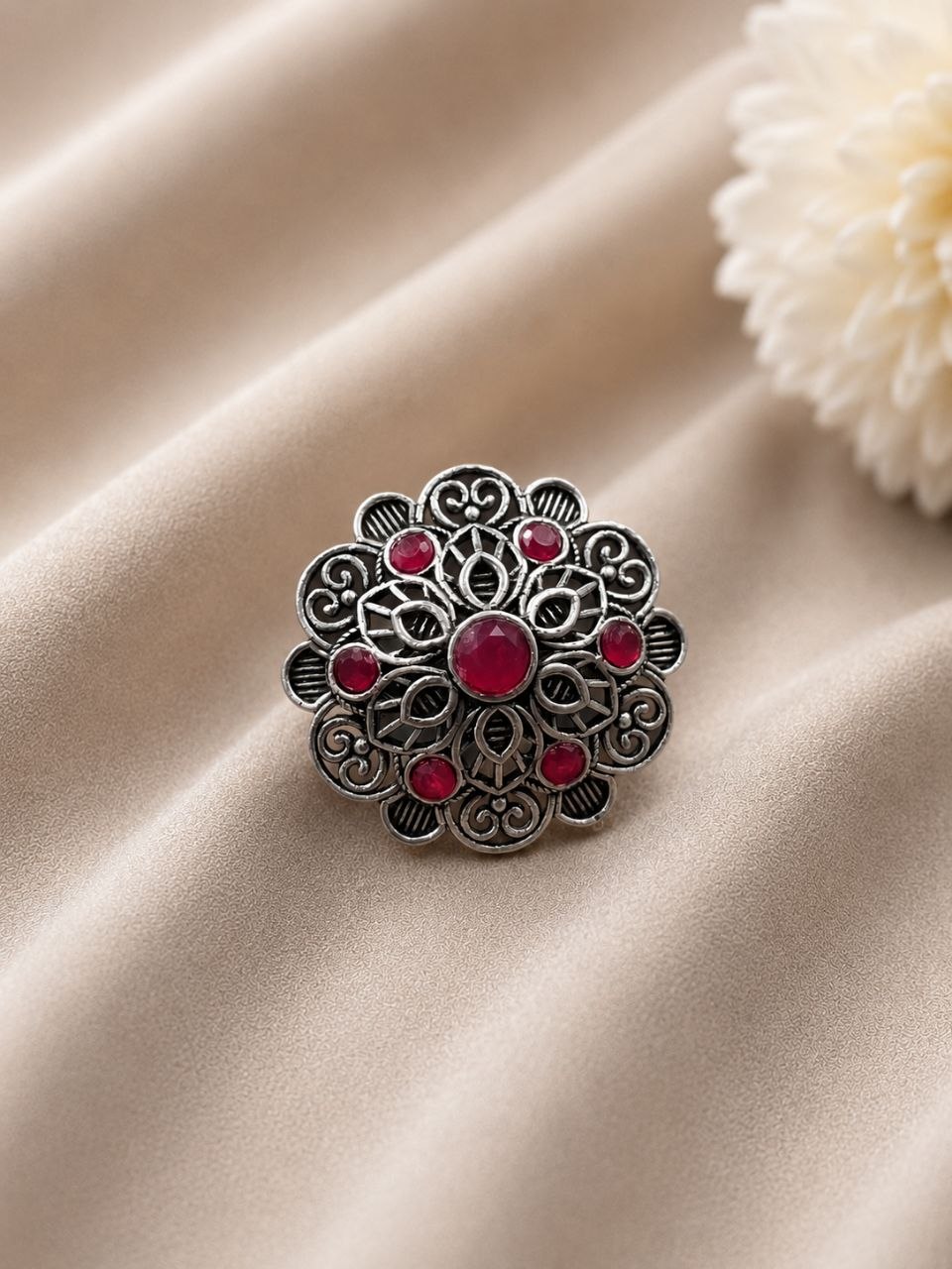 Silver Floral Ring Gorgeous Design for Beautiful Everyday Wear 4 Silver Floral Ring stylish brass jewelry design