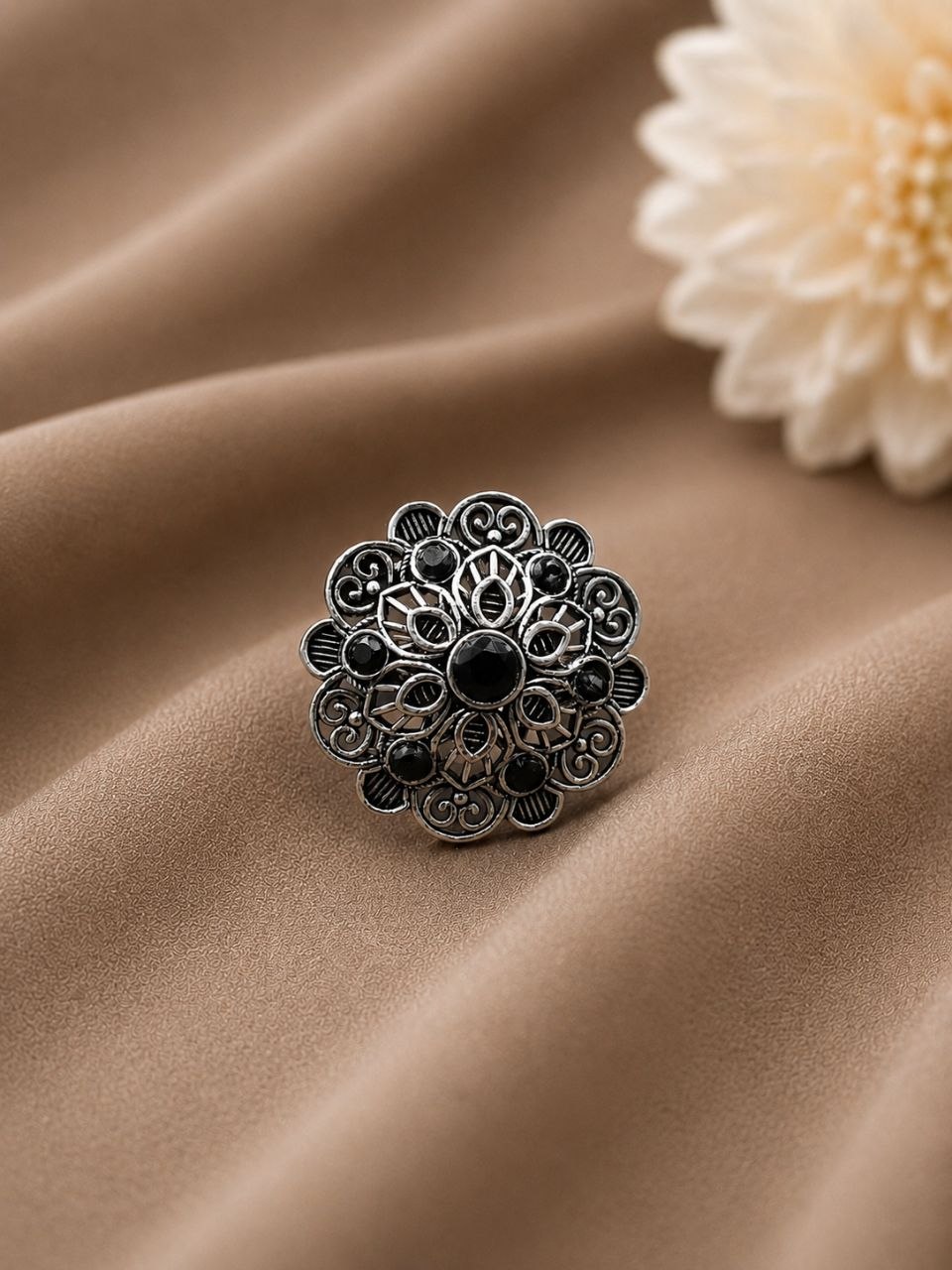 Silver Floral Ring Gorgeous Design for Beautiful Everyday Wear 7 Silver Floral Ring stylish brass jewelry design