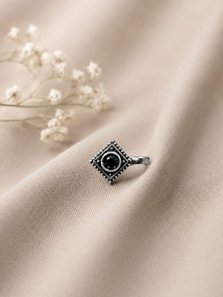 Silver Square Nose Pin Geometric Design for Stylish Traditional Wear