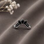Designer Leaf Nose Pin Elegant Design for Stylish Ethnic Wear - "Black"