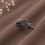Floral Nose Pin Beautiful Inspired Design for Stunning Traditional Wear - "Black"