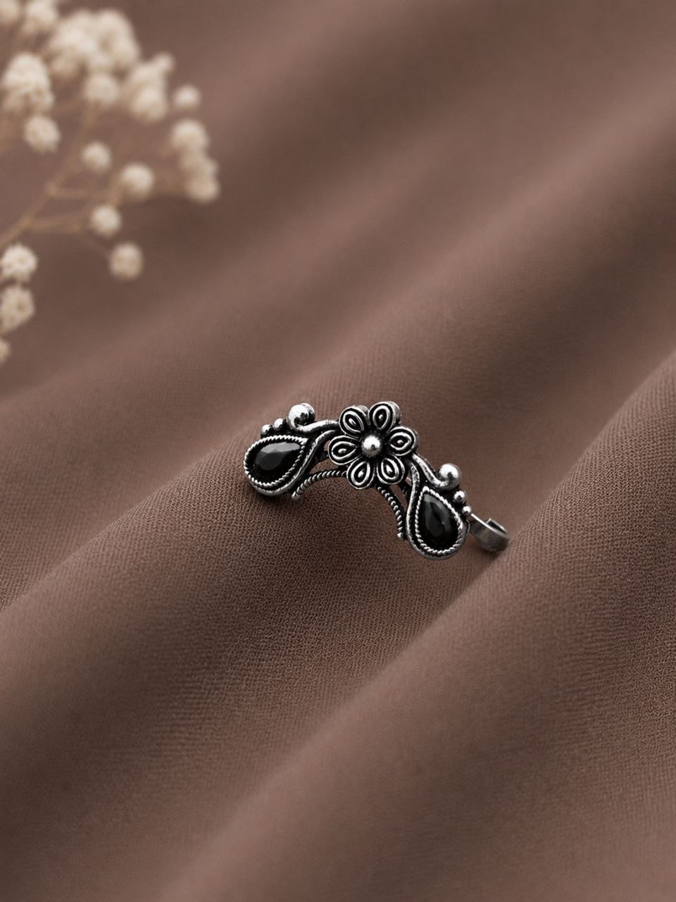Floral Nose Pin Beautiful Inspired Design for Stunning Traditional Wear 5 Floral Nose Pin stylish brass jewelry design
