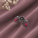 Floral Nose Pin Beautiful Inspired Design for Stunning Traditional Wear - "Red"