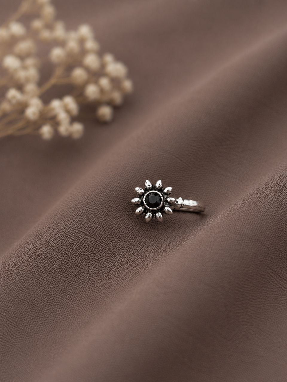 Beautiful Floral Nose Pin Elegant Design for Traditional & Everyday Wear 2 Floral Nose Pin elegant flower inspired brass jewelry