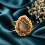 Gold Plated Drop Bangle Premium Design for Traditional Fashion Wear - "Grey"