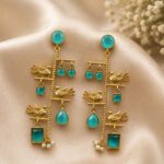 Unique Gold Plated Bird Earring Design for Fashion Jewelry - "Aqua "