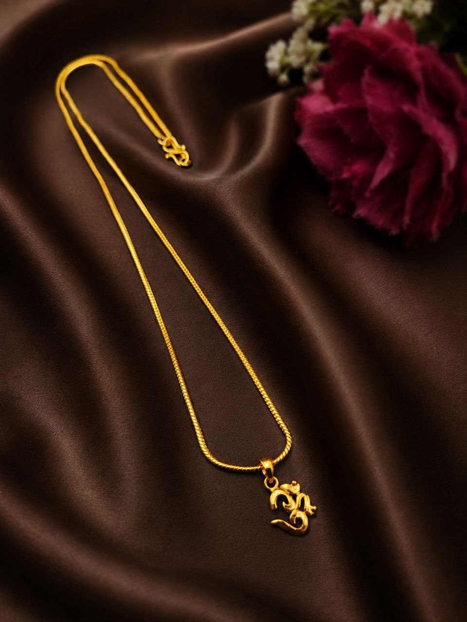 Gold Om Chain Divine Spiritual Design for Elegance & Traditional Wear 1 Gold Om Chain spiritual gold plated jewelry design