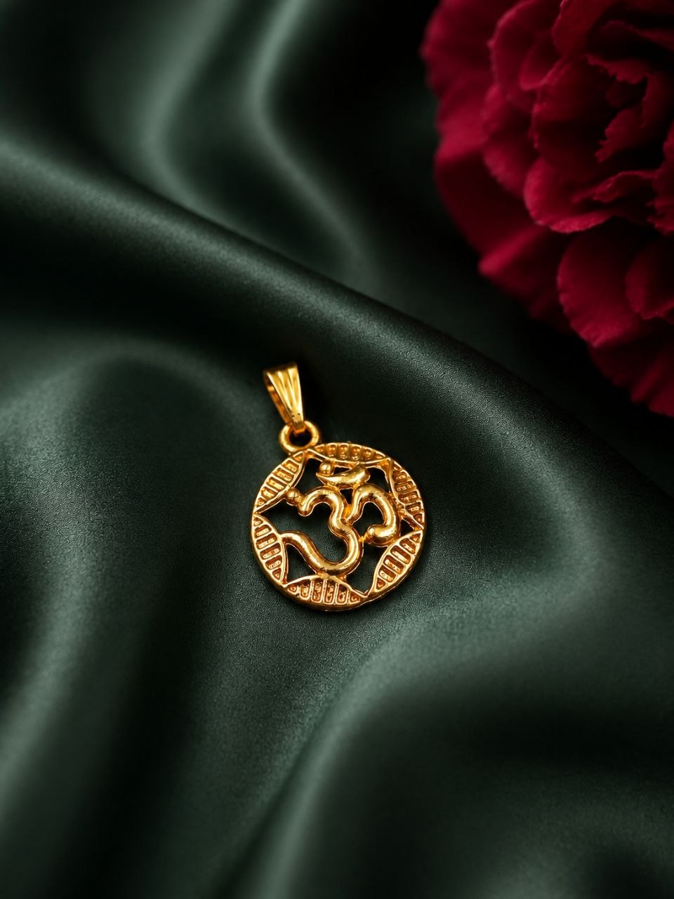 Designer Gold Om Pendant Divine Spiritual Design for Traditional Wear 1 Designer Gold Om Pendant spiritual gold plated jewelry design