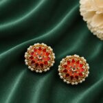 Hand Painted Stud Earring Artistic Handcrafted Design for Ethnic Wear