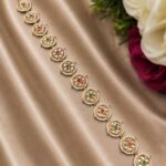Gold Plated Shish Patti Traditional Head Jewelry for Weddings & Head Piece - "Greeen Red"