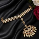 Traditional Maang Tikka Forehead Jewelry for Shish Patti Weddings Wear - "White"