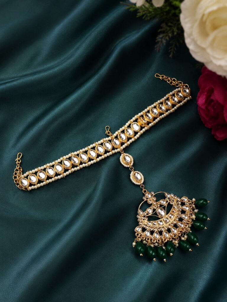 Traditional Maang Tikka Forehead Jewelry for Shish Patti Weddings Wear