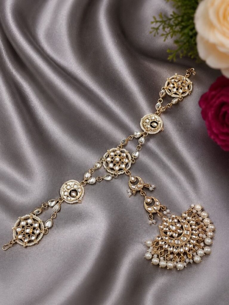 Floral Maang Tikka Inspired Forehead Jewelry for Shish Patti Traditional Wear