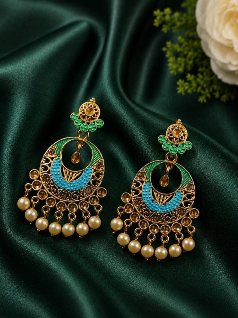 Gold Handmade Earring Elegant Jewelry for Lightweight & Festive Wear