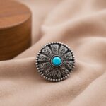 Ethnic Floral Ring Traditional Jewelry for Everyday & Festive Wear - "Aqua"