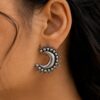 Oxidized Half Moon Earring elegant crescent moon jewelry design