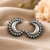Oxidized Half Moon Earring Crescent Design for Traditional Wear 4 Oxidized Half Moon Earring elegant crescent moon jewelry design