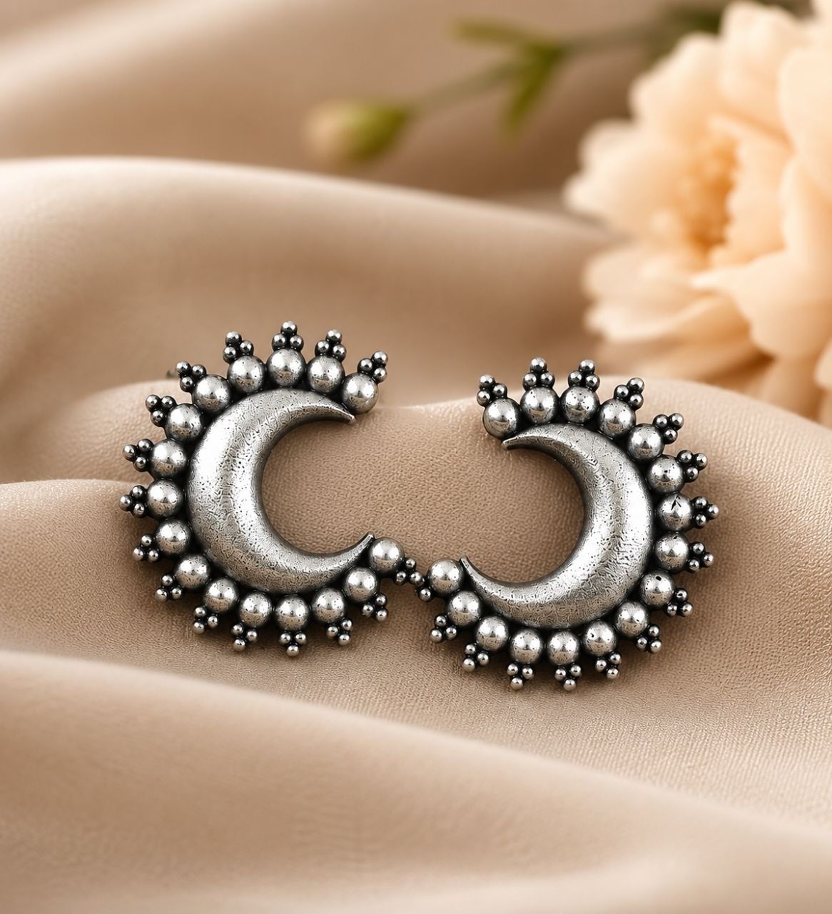 Oxidized Half Moon Earring Crescent Design for Traditional Wear 2 Oxidized Half Moon Earring elegant crescent moon jewelry design