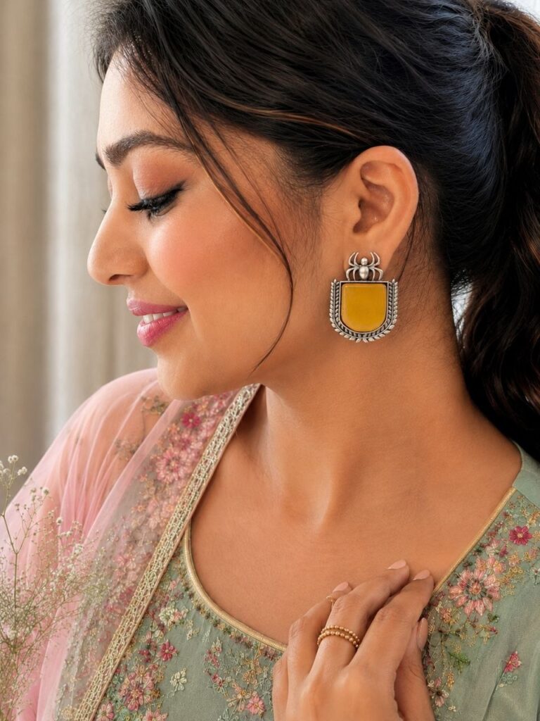 Spider Shape Stud Earring Artistic Design for Traditional  Wear