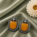 Spider Shape Stud Earring Artistic Design for Traditional  Wear - "Yellow"