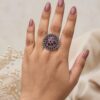 Oxidized Floral Ring elegant vintage flower jewelry design