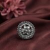 Oxidized Floral Ring elegant vintage flower jewelry design