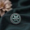 Oxidized Floral Ring elegant vintage flower jewelry design