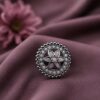 Oxidized Floral Ring elegant vintage flower jewelry design