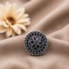 Oxidized Floral Ring elegant vintage flower jewelry design