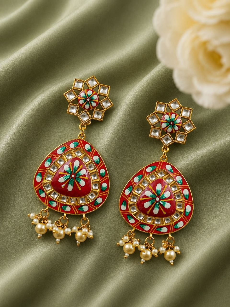 Hand Painted Flower Earring Artistic Jewelry for Everyday & Ethnic Wear 1 Hand Painted Flower Earring artistic floral jewelry design