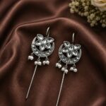 Silver Floral Earcuff Inspired Ear Jewelry for Party & Festive Wear - "White"