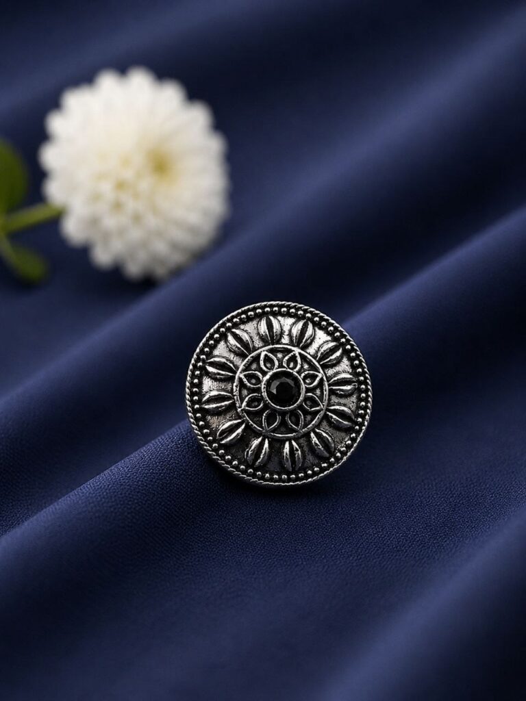 Silver Floral Ring Elegant Jewelry for Traditional , Party & Festive Wear