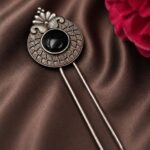 Vintage Leaf Juda Pin Stylish Hair Accessory for Traditional & Festive Hairstyles - "Black"