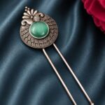 Vintage Leaf Juda Pin Stylish Hair Accessory for Traditional & Festive Hairstyles - "MInt"