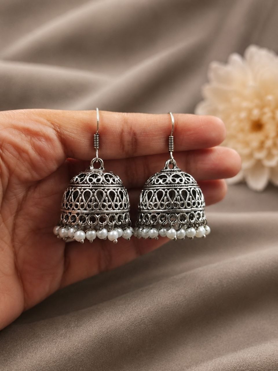 Elegant Pearl Jhumka Design Traditional for Graceful Festive Style 2 Elegant Pearl Jhumka stylish brass jewelry design