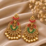 Gold Handmade Earring Elegant Jewelry for Lightweight & Festive Wear - "Red"