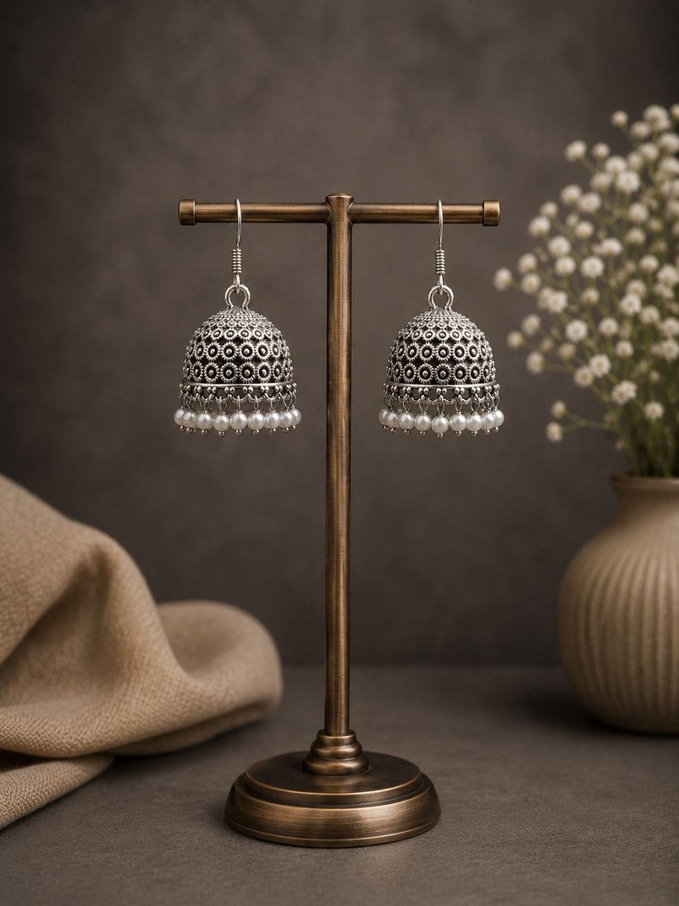 Oxidized Silver Jhumka Traditional Design for Beautiful Ethnic Fashion Look 3 Oxidized Silver Jhumka stylish brass jewelry design