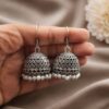 Oxidized Silver Jhumka Traditional Design for Beautiful Ethnic Fashion Look 4 Oxidized Silver Jhumka stylish brass jewelry design