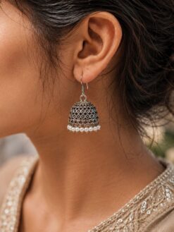 Oxidized Silver Jhumka stylish brass jewelry design