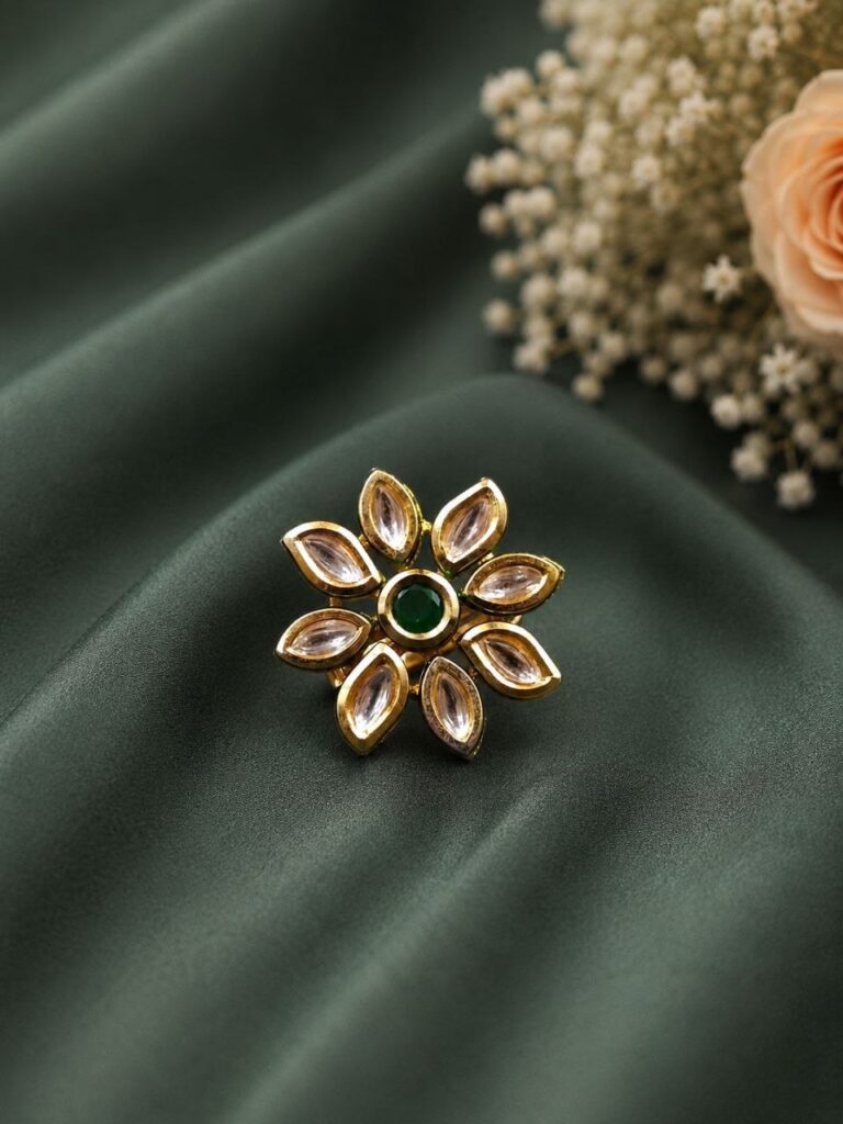 Golden Floral Ring Exquisite Design for Beautiful Traditional Style