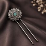 Flower Design Juda Pin Traditional Accessory for Beautiful Hair Styling - "MInt"
