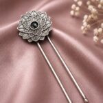 Flower Design Juda Pin Traditional Accessory for Beautiful Hair Styling - "Black"