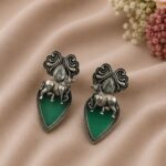 Oxidized Nandi Earring Exquisite Sacred Design for Ethnic Style - "MInt"